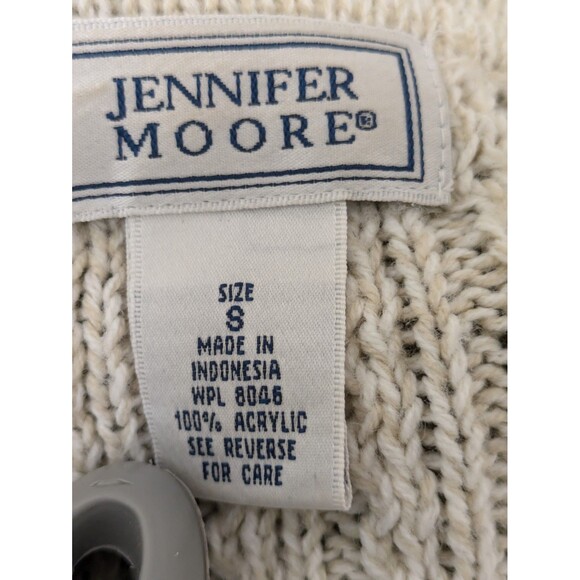 Vintage Jennifer Moore Ivory Open Knit Chunky Zip Up Sweater sz 8 Neutral Basic - Picture 10 of 10